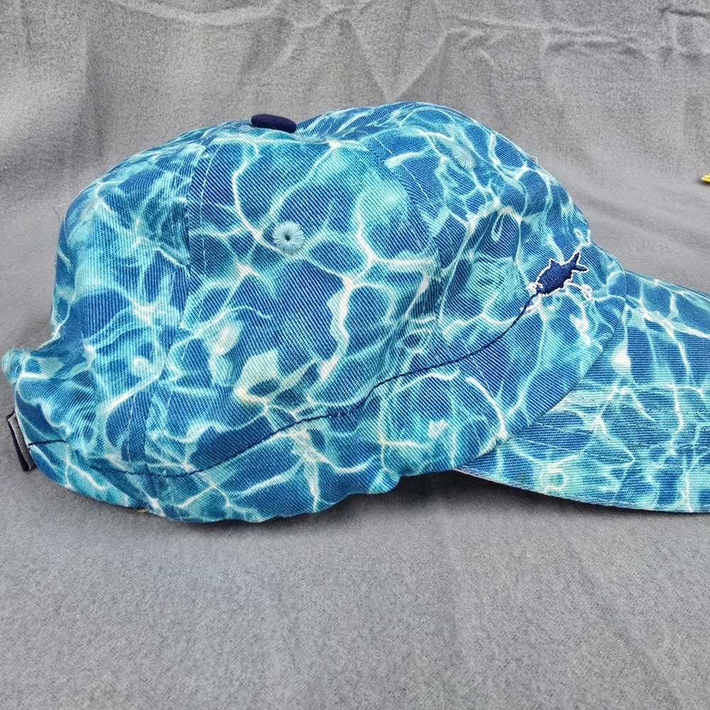 Get Reel Get Fish Blue Water Ripple Print Fish Skeleton Baseball Hat OSFM - Picture 5 of 9